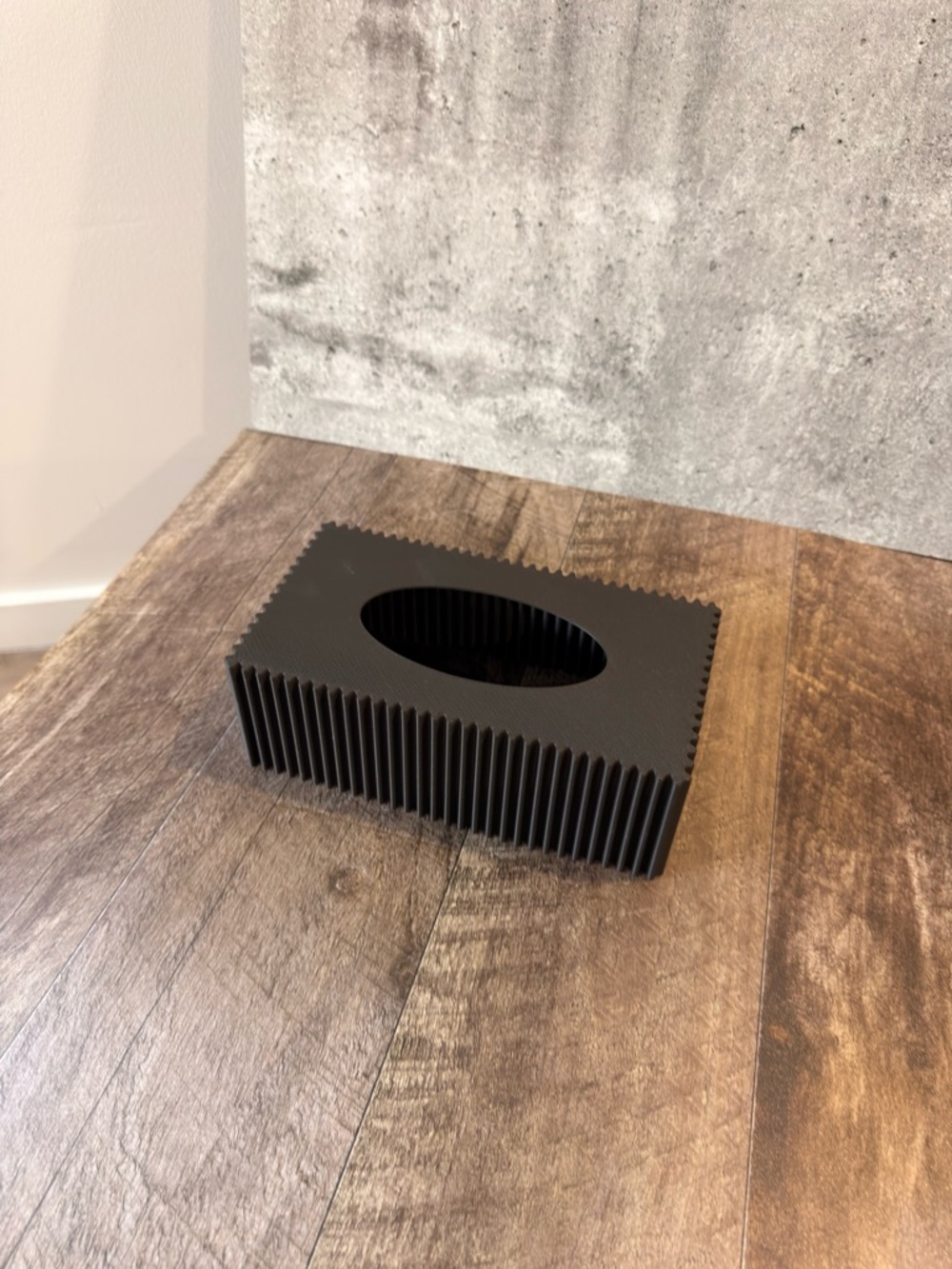Black Ribbed Rectangular Tissue Box Cover - Picture 3 of 6